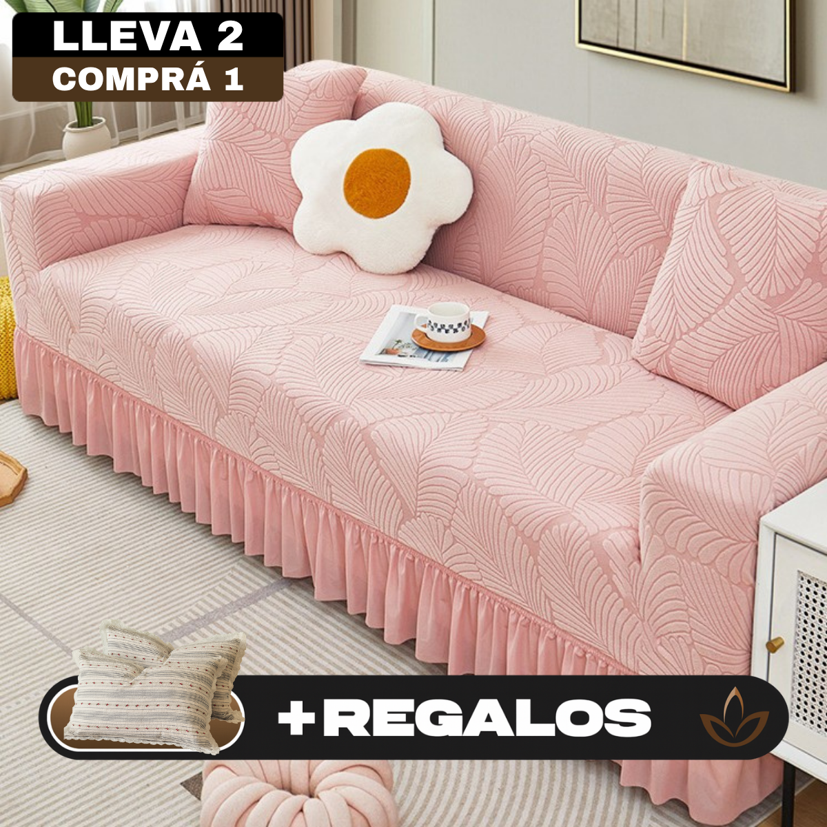 [Llevá 2 Pagá 1] Funda para Sofá Santino en Algodón y Poliéster (¡Diseño Majestuoso y Confortable!) +2 Almohadas de Regalo
