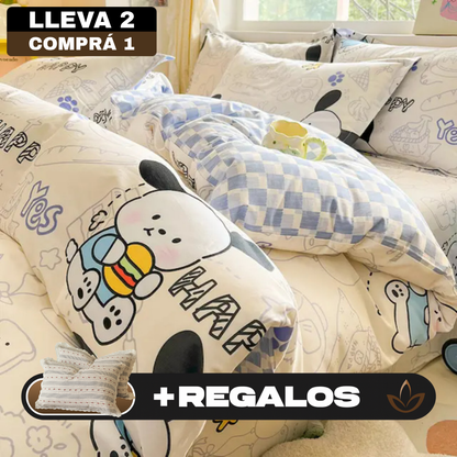 [Llevá 2 Pagá 1] Juego de Cama Completo Luna Estampado en Algodón y Poliéster (¡Noches Maravillosas de Relax!) +2 Fundas para Almohada