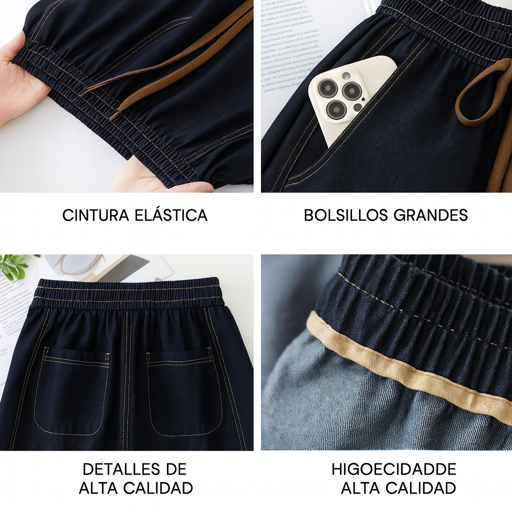 [Llevá 3 Pagá 2] Jean Femenino Aline Wide Leg con Cintura Elástica y Caída Moderna (¡Look moderno y casual!)