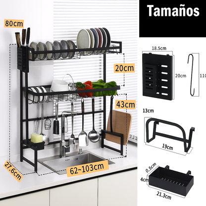 Organizador de Cocina Inteligente en Acero Inoxidable (¡Espacioso y Perfecto para Transformar tu Cocina!) +REGALO: Kit de Utensilios de Cocina