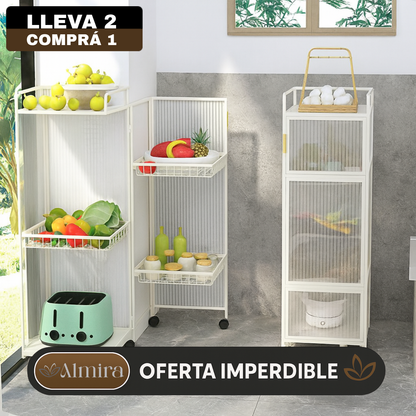 [Llevá 2 Pagá 1] Armario Organizador Articulado de 4 Niveles Hecho en Acero Inoxidable con Rueditas