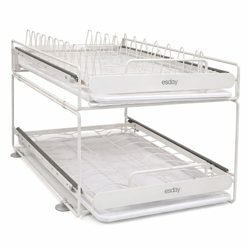 Escurridor de Acero Inoxidable de 2 Niveles con sistema inteligente de drenaje +REGALO: Kit de Utensilios de Cocina