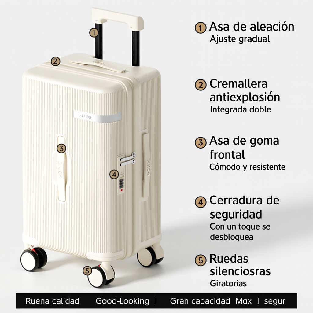 [Llevá 2 Pagá 1] Valija de Viaje AirLine de Alta Capacidad en Policarbonato y ABS con Forro Interno y Divisiones Inteligentes