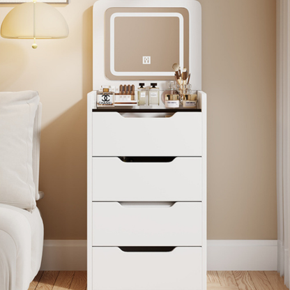 [Llevá 2 Pagá 1] Organizador Multifuncional de 2 Niveles con Espejo LED y Banquito Baúl