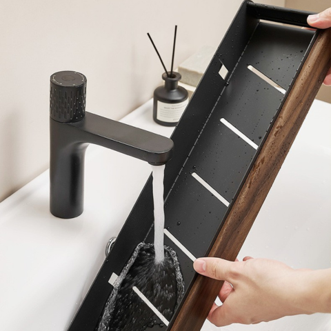 [Llevá 2 Pagá 1] Organizador de Baño de Madera con Escurridor y Diseño Moderno
