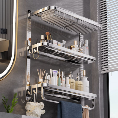 [Llevá 2 Pagá 1] Organizador de Baño de Acero Inoxidable de 3 Niveles + REGALO: 2 Mini Soportes Inox