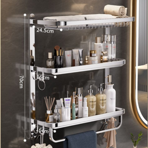[Llevá 2 Pagá 1] Organizador de Baño de Acero Inoxidable de 3 Niveles + REGALO: 2 Mini Soportes Inox
