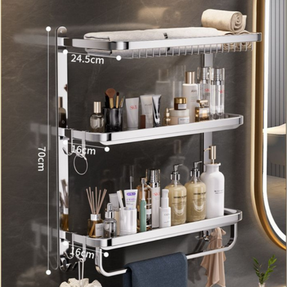 [Llevá 2 Pagá 1] Organizador de Baño de Acero Inoxidable de 3 Niveles + REGALO: 2 Mini Soportes Inox