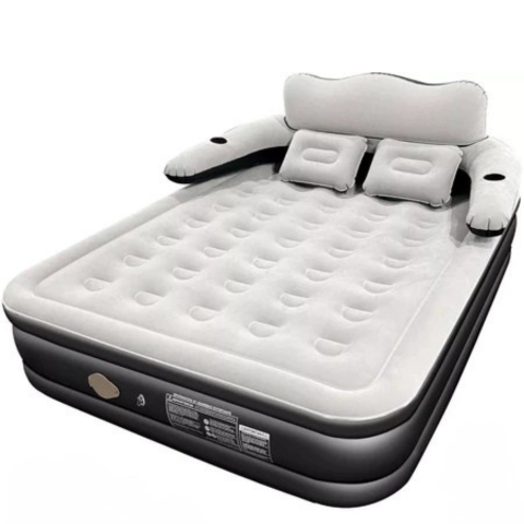 [Llevá 2 Pagá 1] Colchón Portátil de Dos Plazas con Apoyo para la Cabeza, Triple Revestimiento y Antidesgarro +REGALO: Bomba de Aire Eléctrica