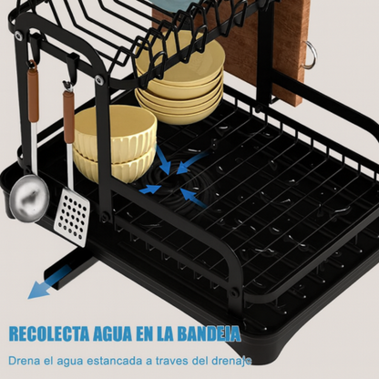 Escurridor 3 en 1 de Acero Inoxidable Multifuncional con Asas Plegables y Base Antideslizante + REGALO: Kit de Utensilios de Cocina