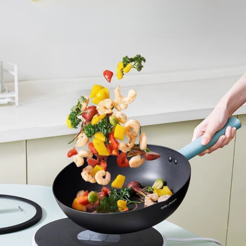 [Llevá 2 Pagá 1] Sartén Multifuncional de Acero Inoxidable Antiadherente con Mango de Goma +REGALO: Juego de Cuchillos y Porta Cuchillos