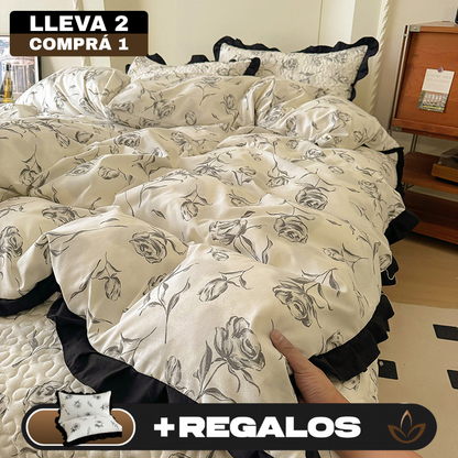 [Llevá 2 Pagá 1] Juego Completo de Ropa de Cama Estampada en 100% Algodón Premium +REGALOS: 2 Fundas para Almohada