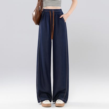 [Llevá 3 Pagá 2] Jean Femenino Aline Wide Leg con Cintura Elástica y Caída Moderna (¡Look moderno y casual!)