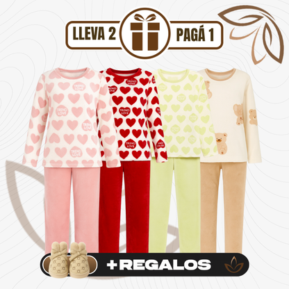 [Llevá 1 y Recibí 2] Pijama Femenino de Algodón y Poliéster (¡Comodidad para tus Noches de Sueño!) +REGALOS: Pantuflas