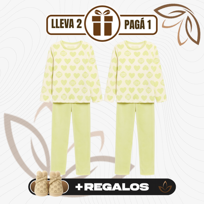 [Llevá 1 y Recibí 2] Pijama Femenino de Algodón y Poliéster (¡Comodidad para tus Noches de Sueño!) +REGALOS: Pantuflas