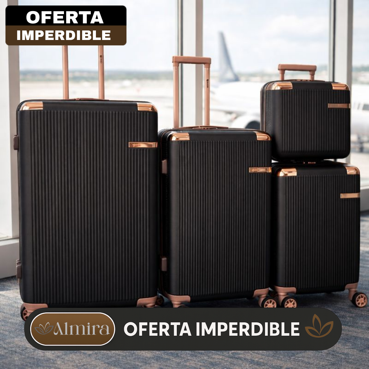 Kit de 4 Valijas Milano™ en ABS Reforzado con Giro 360° y Diseño Antirrayado