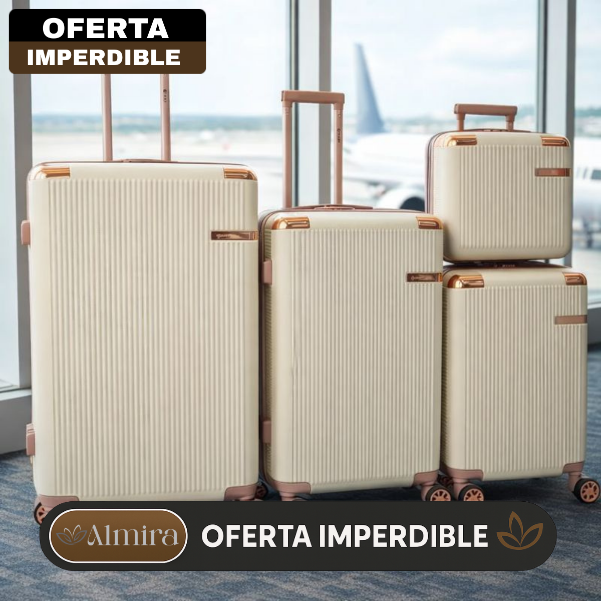 Kit de 4 Valijas Milano™ en ABS Reforzado con Giro 360° y Diseño Antirrayado