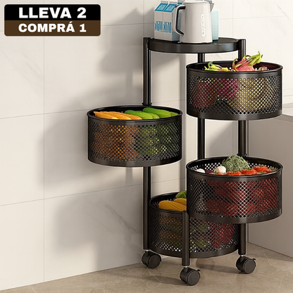 [Comprá 1 Llevá 2] Frutera Articulada de Acero Inoxidable Giratoria de 3/4/5 Niveles +REGALO: Kit de Utensilios de Cocina