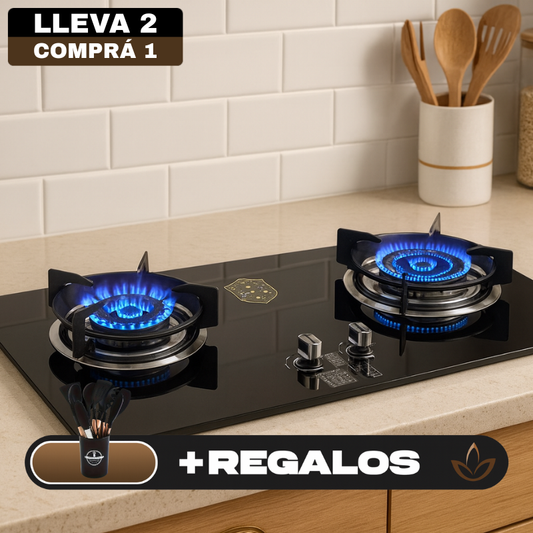 Cocina Portátil de 2 Hornallas en Vidrio Templado Eléctrica (Portátil y Económica) +REGALOS: Kit de Utensilios de Cocina