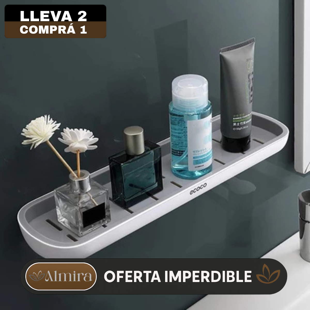 [Llevá 2 Pagá 1] Organizador de Baño con Escurridor Inteligente y Manija (¡Organización simple y fácil!)