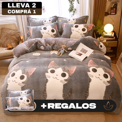 [Llevá 2 Pagá 1] Juego de Ropa de Cama en Algodón y Lana + REGALO: 2 Fundas para Almohada