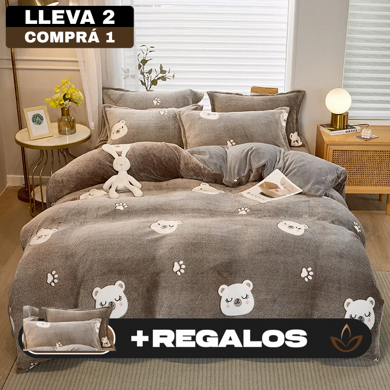 [Llevá 2 Pagá 1] Juego de Ropa de Cama en Algodón y Lana + REGALO: 2 Fundas para Almohada