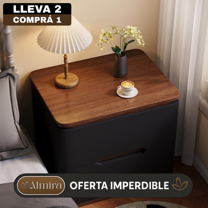 [Llevá 2 Pagá 1] Organizador de Mesita de Luz con 2 Cajones de Madera (¡Moderno y Práctico!)