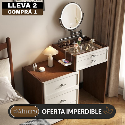 [Llevá 2 Pagá 1] Mesita Organizadora de Dormitorio de Madera con 4 Cajones y Compartimentos Inteligentes