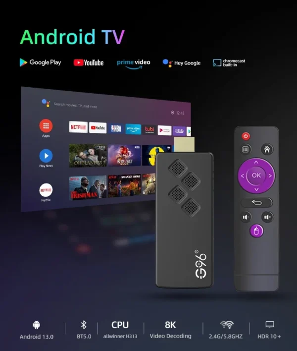 TV Box G96 con Android 13.0 Q2, Android TV